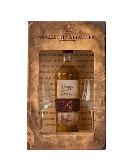 MAZZETTI GRAPPA BARRICATA + GLASSES 50CL